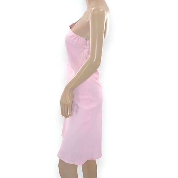 Sonia Rykiel Designer Minimalist Pastel Pink Bias Crystal Fit Flare Dress 36 S 4 - Picture 2 of 9